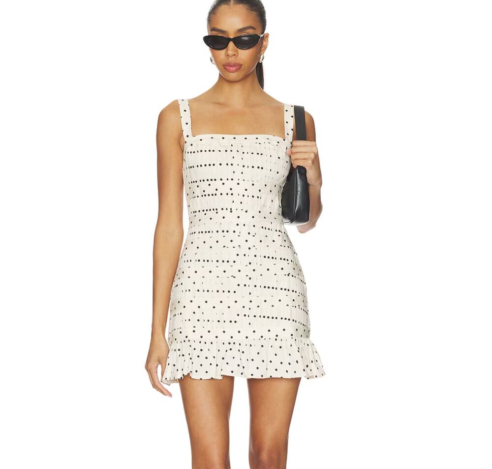 Tularosa Revolve Nancy Cream Black Polk Dot Mini Dress Size S